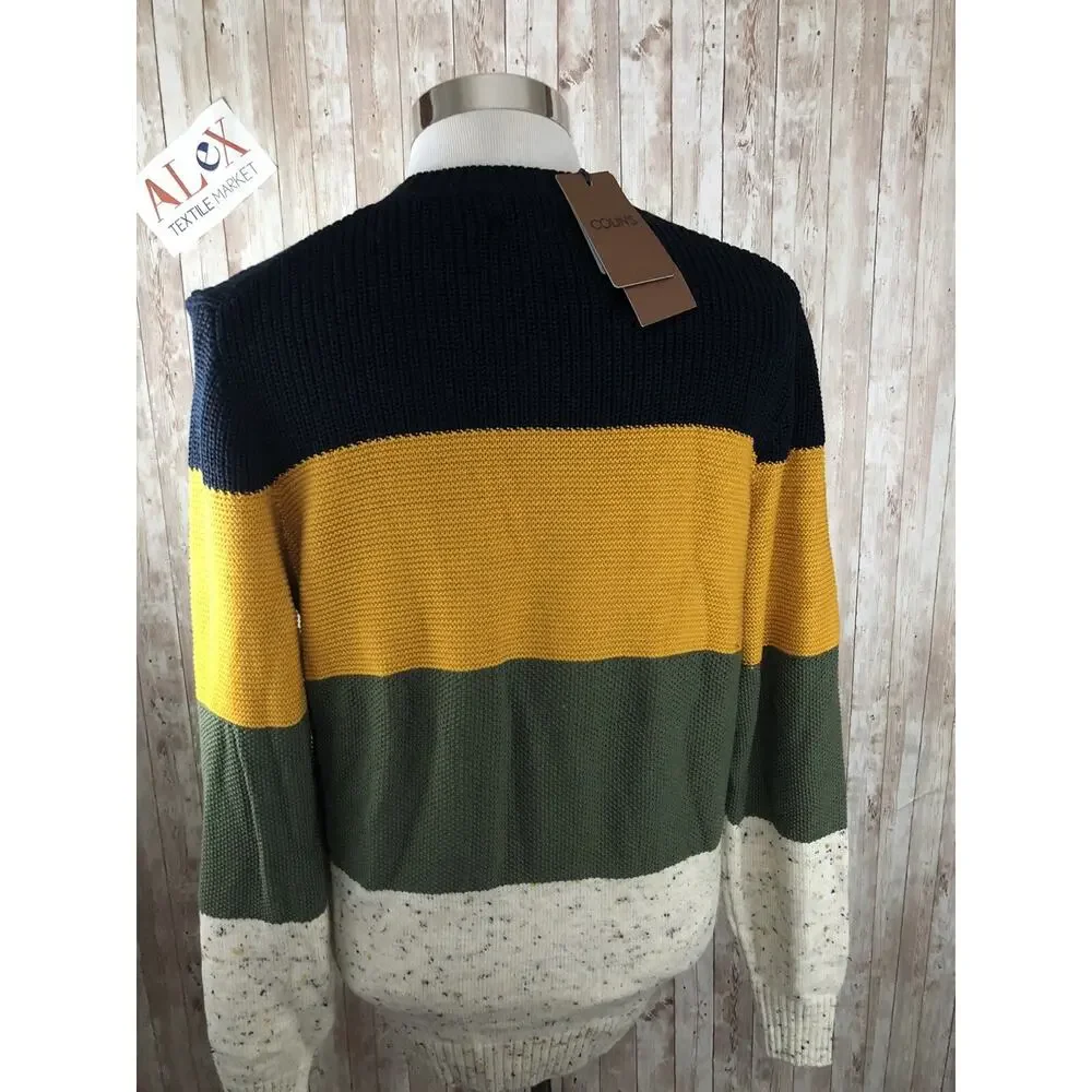 Colins Sweater Mens XL Slim Color Block Striped Acrylic Pullover Sweatshir N28